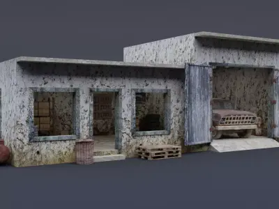 Old Garage  Low-poly 3D model