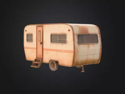 Rustic Traveler Caravan Low-poly 3D model
