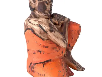 Antique Resting Wooden Buddha 3D model