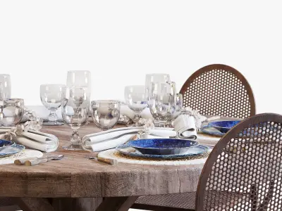Flamant dinning set 001 3D model