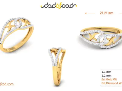 Elegant Interwoven Diamond Ring 3D print model