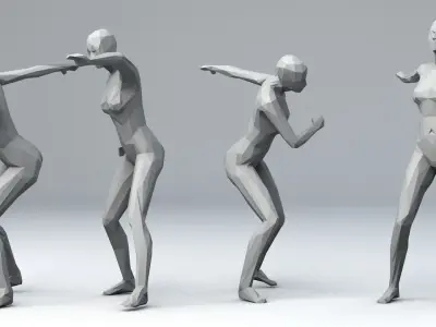 15 Lowpoly Women Sport Fitness Dance Activity Poses Low-poly 3D model