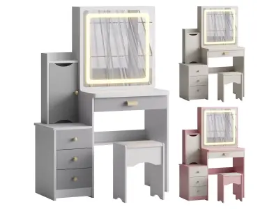 Ensemble coiffeuse et tabouret Vinush 3D model