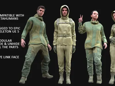 Mens and Womens Hunting Uniforms 3D Model Collection