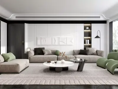 Classic Sitting Room Low-poly 3D model