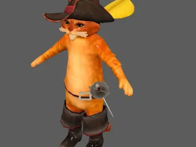 puss lowpoly model pirate cat Low-poly 3D model