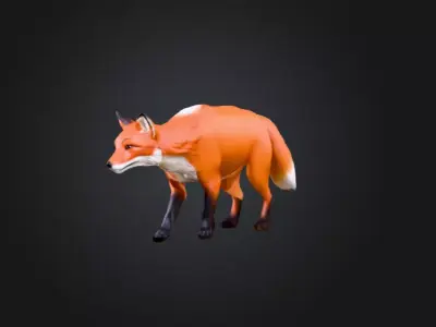 Scarlet Forest Fox Low-poly 3D model