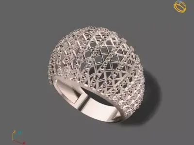 Women Stone Rings Diamond 3D print model 18