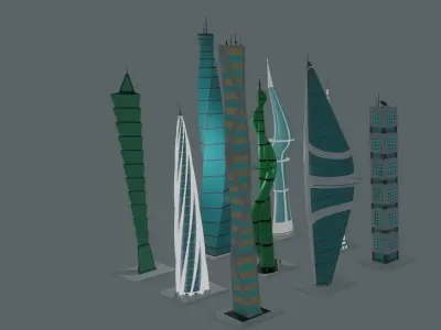 Towers  Free low-poly 3D model