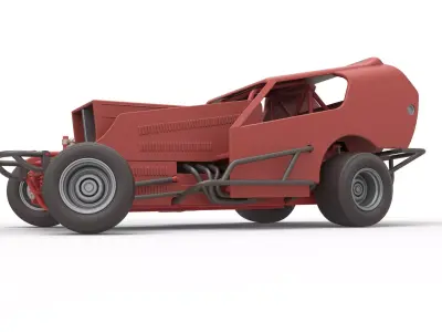 Vintage Dirt Modified stock car V4 while turning Scale 1 to 25 3D print model