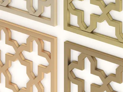 Arabic Islamic pattern decorative gold plaster 3D model