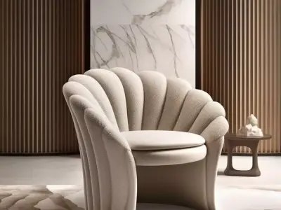 Modern Shell Armchair Curved Upholstered Chair Wooden Frame 3D Low-poly 3D model