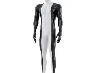 Male sports mannequin black with white color 115 3D model
