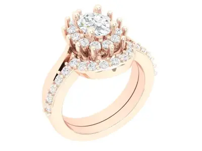 Small Oval Diamond Vintage Halo 3dm 3D print model