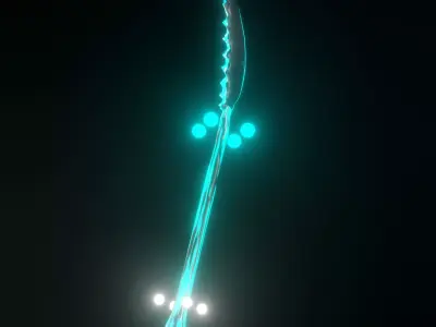 SPEAR DRAGON NAGINATA WITH SPEARS ON THE BACK AND ENERGY BALL Low-poly 3D model