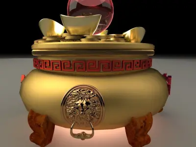 Chinese gold Ingot pot  3D model