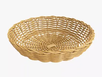 Wicker basket tray medium brown 3D model