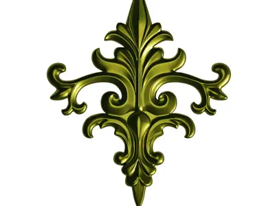 fretwork gold ornate fleur-de-lis 3D model