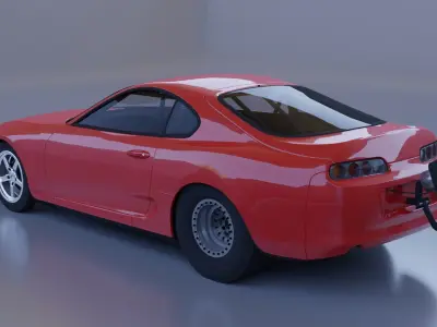 Toyota Supra Drag Racing Car Low-poly 3D model