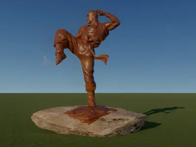 Buddhad chinese statue Low-poly 3D model