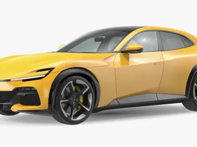 Extreme Crossover Sports Car Yellow Rigged 3D model