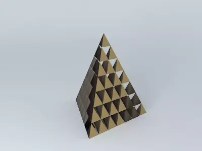 Prism prism pyramid made of gold and triangles 3D model