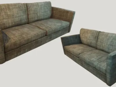 Old Dirty Couches PBR Low-poly 3D model