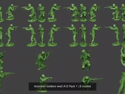 American soldiers ww2 A12 Pack 1 3D Model Collection