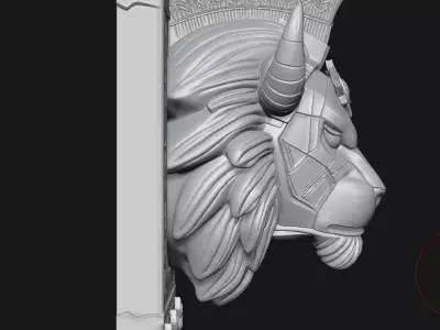lion sculpture 3D print model 4