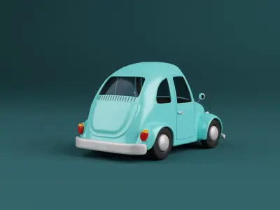 Stylized  Cartoon rigged car - Volkswagen Beetle 3D model