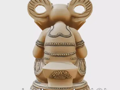 Ganesha Elephant Head Statuette model pack Low-poly 3D model