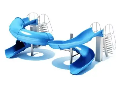 Large Blue Water Slides 3D model