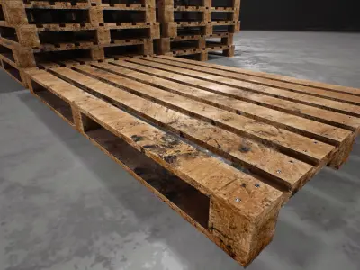 Pack 6 Pallet asset Game Ready Low-poly 3D model Low-poly 3D model