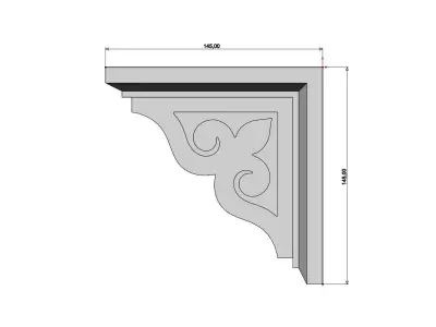 Floral scroll carved Corbel bracket 3D print model