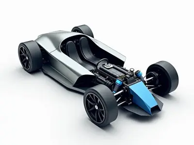 Open Wheel Sports Car Chassis Low-poly 3D model