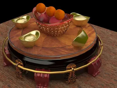 Chinese gold Ingot   3D model