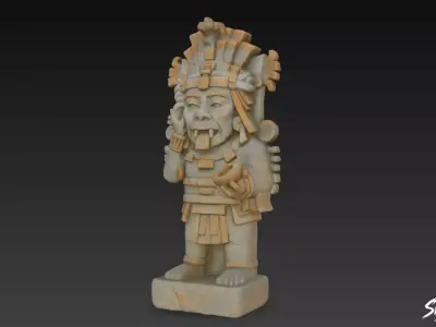 Tlaloc Statue Low-poly 3D model