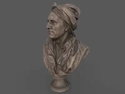Bust of Nicolas Coustou  Low-poly 3D model