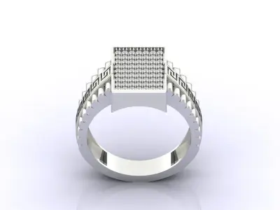 Print Ready STL 3DM  Gents Rings Diamond Men Ring  3D print model 58