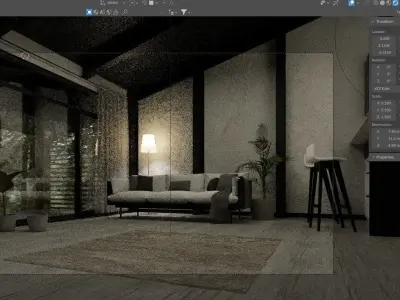 Interior Living Space - Modern Forest House 3D model