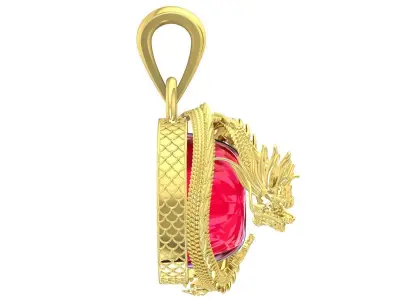 Luxury Dragon Red Gemstone Pendant 3337  3D print model