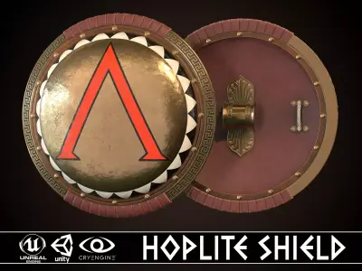 Hoplite Shield Sparta 2 Low-poly 3D model