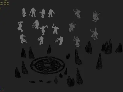 Stone Glacier Ancient Area - Magic Army Ice Sculpture 01 3D model
