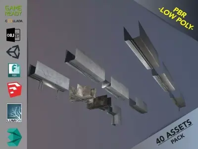 Ceiling Deco Pack Low-poly 3D model