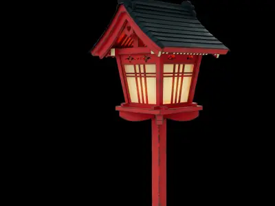 Japanese Pole lamp Low-poly 3D model