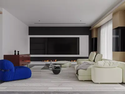 Modern living room dining room interior scenes 454 3D model