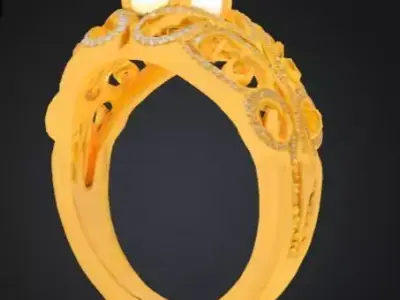 A LUXURY GOLD RING FOR WOMAN WITH A DIMAOND ON IT 3D model