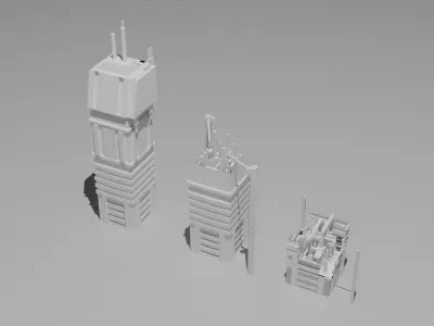 Futuristic Buildings Phase Bundle Free low-poly 3D model
