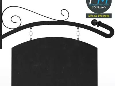 Curved hanging sign 3D model