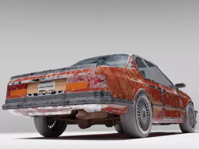 Old rusty car Low-poly 3D model